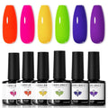 modelones Neon Gel Nail Polish Set, 6 Colors Summer LGBT Neon Bright Hot Pink Green Navy Blue Purple Orange Yellow Nail Gel Kit Soak Off Nail Art Design Manicure DIY at Home Salon Gift Unisex