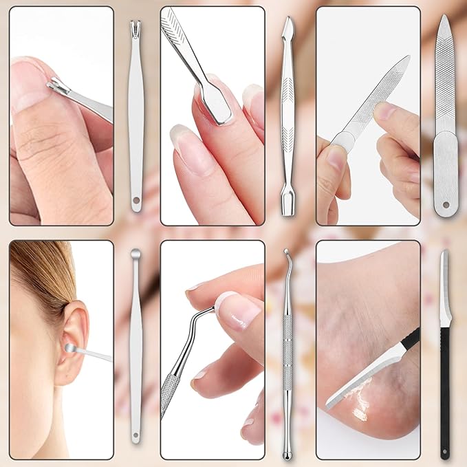 SOUTHMAN Toenail Clippers for Thick & Ingrown Nails Toenail Clippers Kits Stainless Steel Super Sharp Curved Blade Grooming Nail Tool for Man & Women Nail Clippers (9pcs)