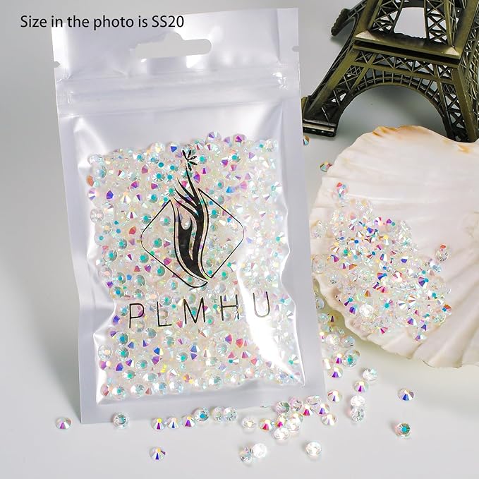 1440pcs Flat Back Rhinestones Glitter Round Crystal Gems Glass Rhinestones for Crafts Nail Art Clothes Shoes DIY Decorations, Transparent AB, SS16, 3.8-4.0mm