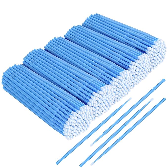 500 PCS Disposable Micro Applicator Brush, Gelme Nutri Micro swabs,Head Bendable Ultrafine Eyelash Extension Brushes for Makeup and Personal Care (Dark blue 2.5mm)
