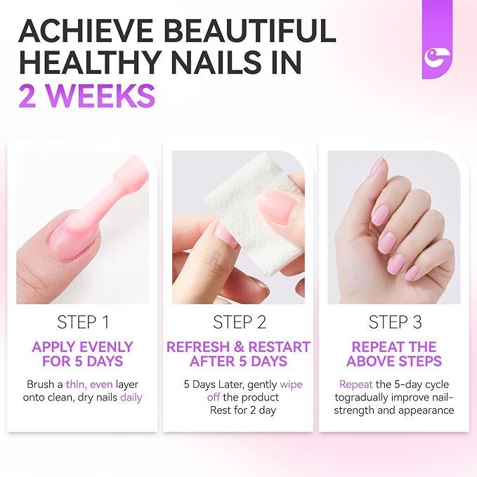 Protein Nail Strengthener for Damaged Nails: Pink 15ml Natural Nail Hardener Extra Strong and Growth for Brittle Nails - 6 in 1 Weak Nail Repair for Salon & Home DIY - For Housewives Working Women