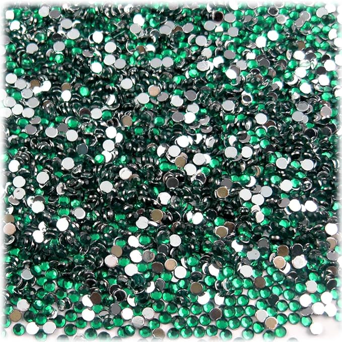 The Crafts Outlet 5,000pc Rhinestones Round 2mm Tiny for Nails - Flatback Emerald Green EGR