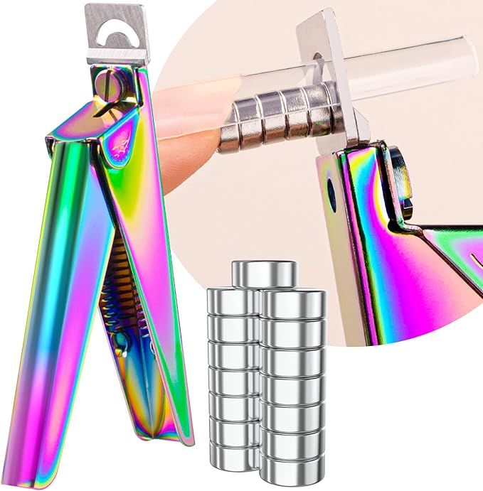 Chameleon Premium Nail Clippers with Magnet Sizers for Acrylic Nails, Professional Stainless Steel Fake False Nail Tip Clipper Cutter Trimmer, Manicure Tool for Salon Home Nail Art