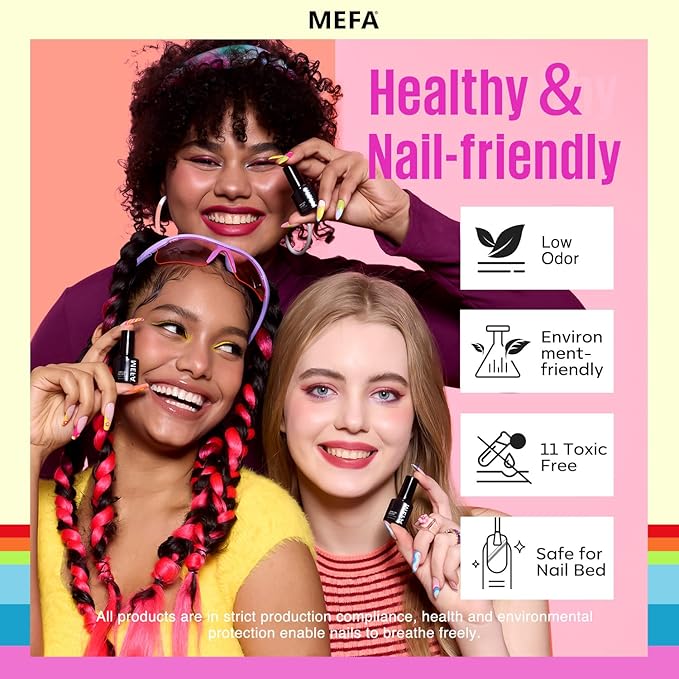 MEFA 35 Pcs Neon Gel Nail Polish Set, 32 Colors Summer Bright Gel Polish Set with Matte/Glossy Base Top Coat Pink Collection Nail Art Manicure DIY Salon Home Decoration Beginners Gifts for Women