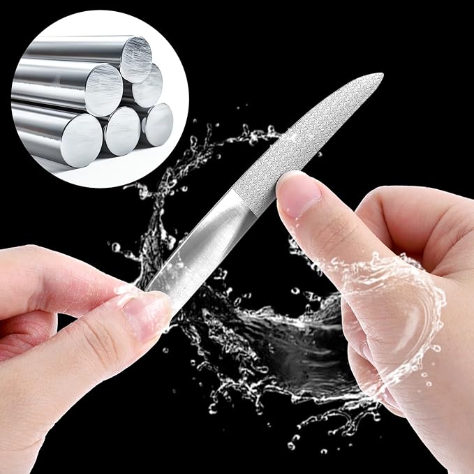 Curved Nail File 4.9 inch Stainless Steel Double-Sided Toenail File for Thick Toenails Metal Finger Nail Buffer for Smooth, Shiny, Salon-Worthy Nails for Women and Men