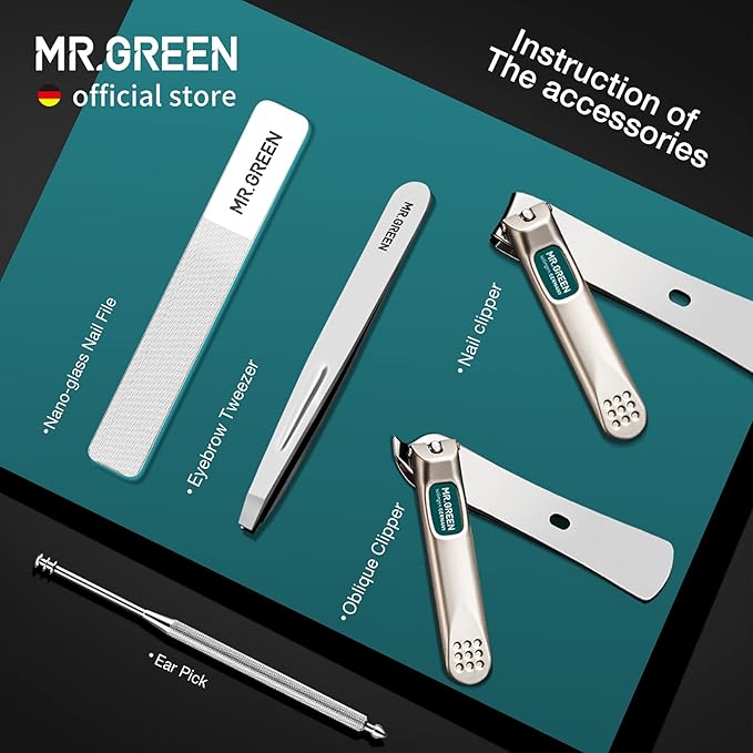 MR.GREEN Portable Manicure Sets Pedicure kits Stainless Steel Nail Clippers Tool Travel Grooming Case Nail Scissors Gift Box (Mr-6104)