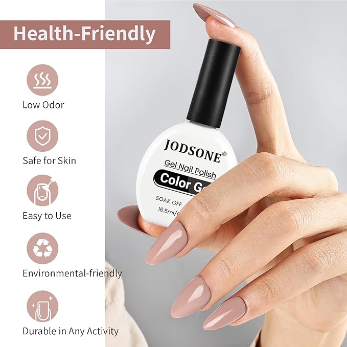 JODSONE 16.5ml Dark Flesh color Soak Off Gel Nail Polish Professional U V Cured Nail Lacquer for Salon Quality Manicures at Home Long Lasting Chip Resistant Nail Art Polish