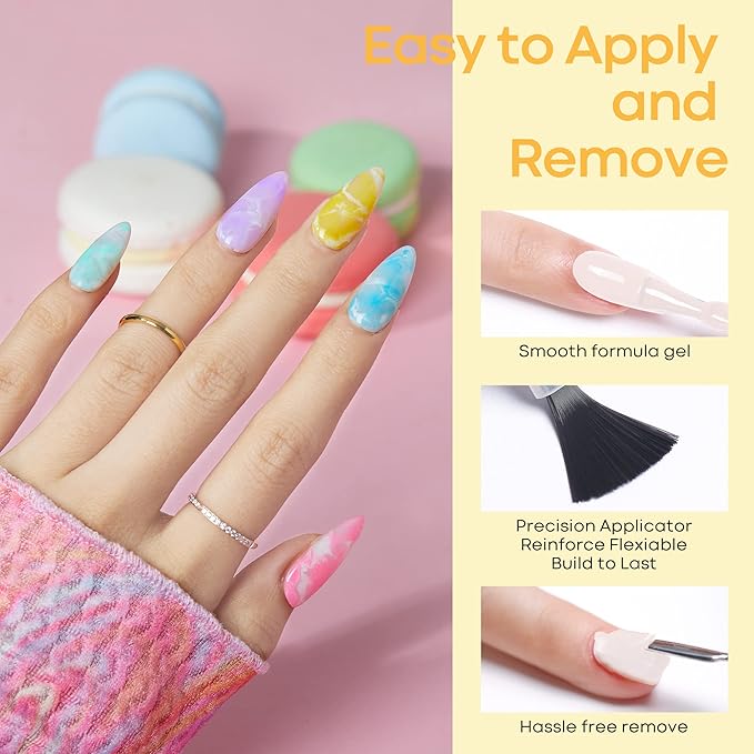 modelones Spring Pastel Gel Nail Polisht, 6 Colors Pink Purple Blue Green Shades Macaron Colors Nail Art Gel Design for Easter Women Girl Nail Lovers Gift Salon DIY