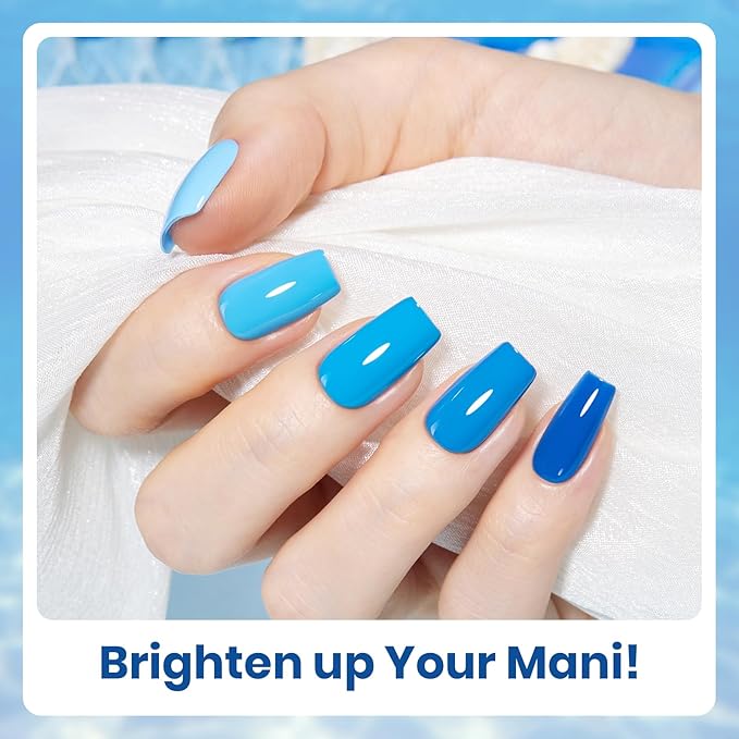 Beetles Blue Gel Polish Set Gel Nail Polish 6 Colors Light Baby Dark Navy Blue Soak off Uv Led Lamp Needed Manicure DIY Home Gifts for Women Ocean Range