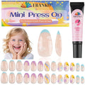 26 Pieces Press on Nail Kid, EBANKU Cloud Fake Nails for Kids Mini Glue on Nail Almond False Nail for Girls 6-12 Years