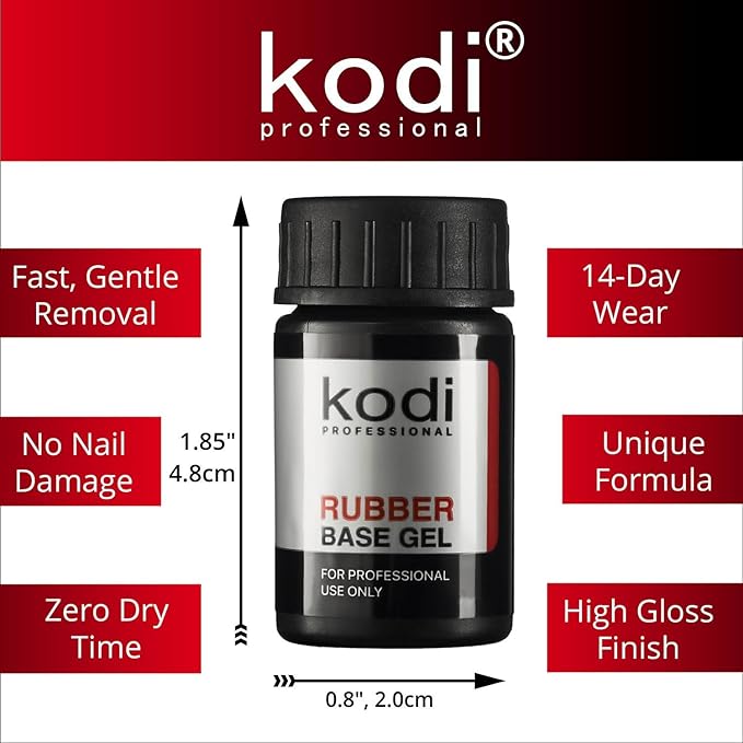 Professional Rubber Top & Base Gel Set By Kodi | 14ml 0.49 oz | Soak Off, Polish Fingernails Coat Kit | For Long Lasting Nails Layer | Easy To Use, Non-Toxic & Scentless | Cure Under LED Or UV Lamp
