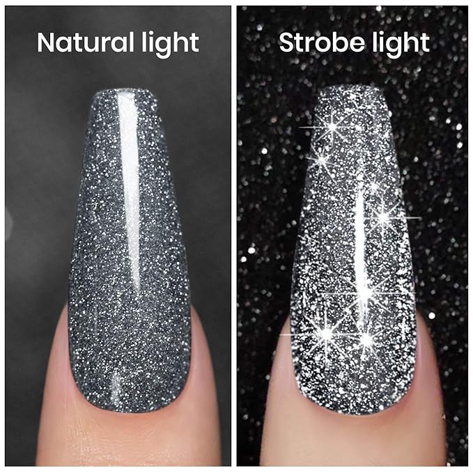 Black Glitter Nail Polish L e d U V Gel Polish Sparkle Color Soak Off Nail Art Gel 1 PCS 7.5ML Gel Polish Sparkles Varnish for Nail Art DIY Design Manicure Starter RAR85