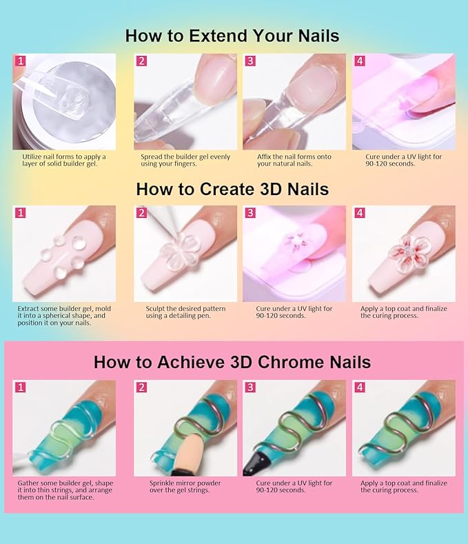 Solid Builder Gel for Nails LEDSUUEI - 2 Color Clear Pink 3D Nail Gel Sculpting Non-Sticky Hand Carving Glue Extension for Manicure Salon Home Decoration DIY 20g