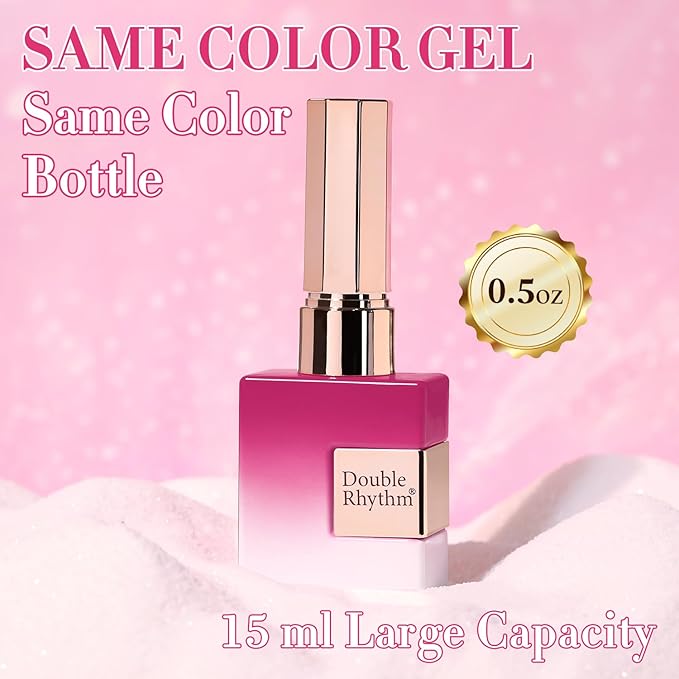 Double Rhythm 0.5 Oz Cat Eye Gel Polish with Magnet Same Color Same Bottle Holographic Glitter Shimmer Translucent Color Salon 15 ML Magnetic Nail Art (Rose Pink-MC1182)