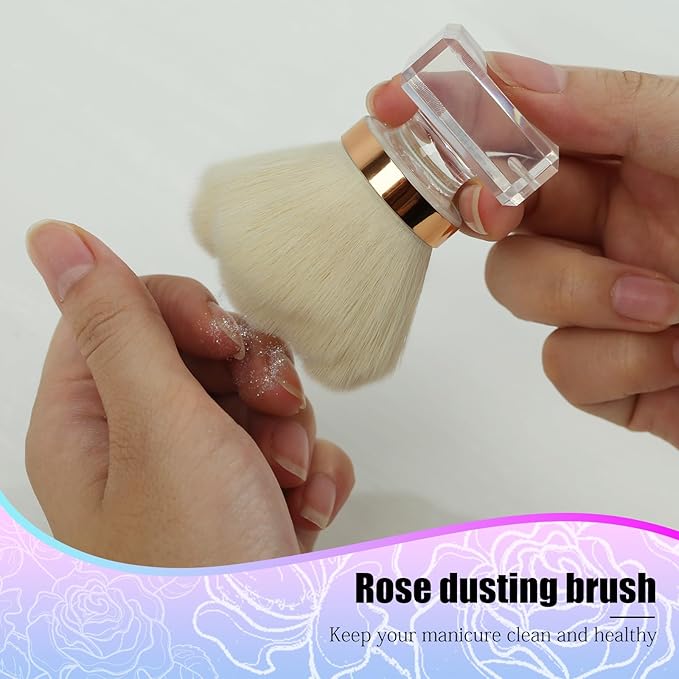 Nail Dust Brush for Nails, Nail Art Dust Powder Remover Brush, Beige Rose Cleaner Brush for Makeup or Blush Nail Arts Brush, Nail Dusting Brush Tools