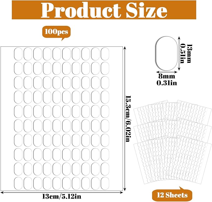 1200 Pcs Nail Tape for Nails Stands Double Sided Tape for Nails Display Nail Stand Sticky Tabs Nano Adhesive White Transparent