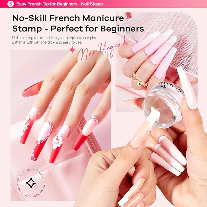 Acrylic Nail Kit for Beginners: Professional Nail Set with Drill Acrylic Powder Gel Polish Nail Stamp for Home Starter Practice & DIY Manicure