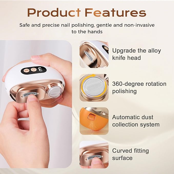 Electric Nail Clippers, 2026 New 3 in 1 Automatic Nail Trimmer & Polisher with Strong Power for Thick Nails, USB Rechargeable, LED Light and Low Noise for Adults and Seniors (White)