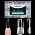 Long Square Nail Tips, 216pcs Acrylic Fake Nails Gel Nail Tips Soft, Full Cover Pre-Shaped Matte Clear Press on Nails for Extension, Diy at Home Manicure 10 Sizes