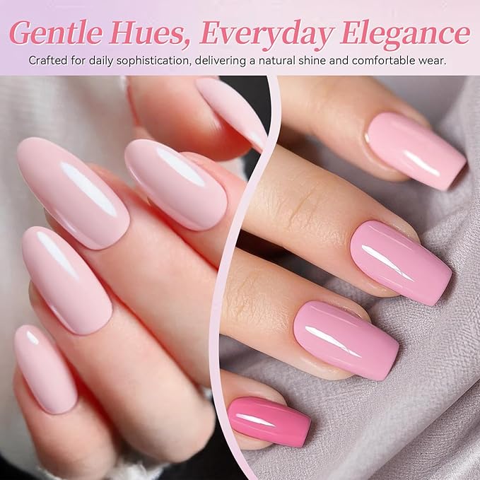 Born Pretty Pink Gel Nail Polish Set 6 Colors Valentine's Day Gift Sweet Light Baby Pink Nude Soak Off U v Gel Polish Kit for Salon Manicure and Nail Art DIY at Home