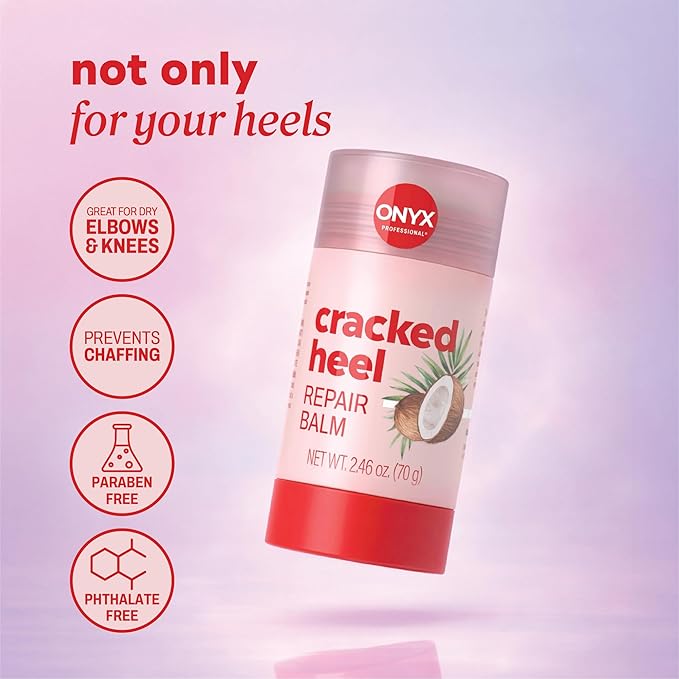 Onyx Professional Cracked Heel Repair Balm Stick for Dry Cracked Feet Treatment, Coconut Scent, 1 pack - Moisturizing Foot Balm, Rolls On, No Mess Like Foot Cream or Foot Lotion, Heel Treatment