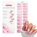 Chrome Hot Pink Semi Cured Gel Nail Strips 20Pcs Glitter UV Gel Nail Stickers Glossy Ombre Nails Polish Strips UV/LED Light Needed Self Adhesive Full Polish Nails Wraps for Women