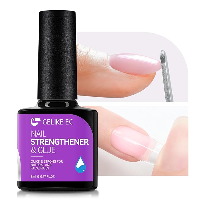 Gelike EC Pro Nail Glue & Strengthener: Nude 6-in-1 Nail Adhesive for Repair - Strengthening & Protein Repair - Perfect for Home & Salon Use 11546 - UV Needed