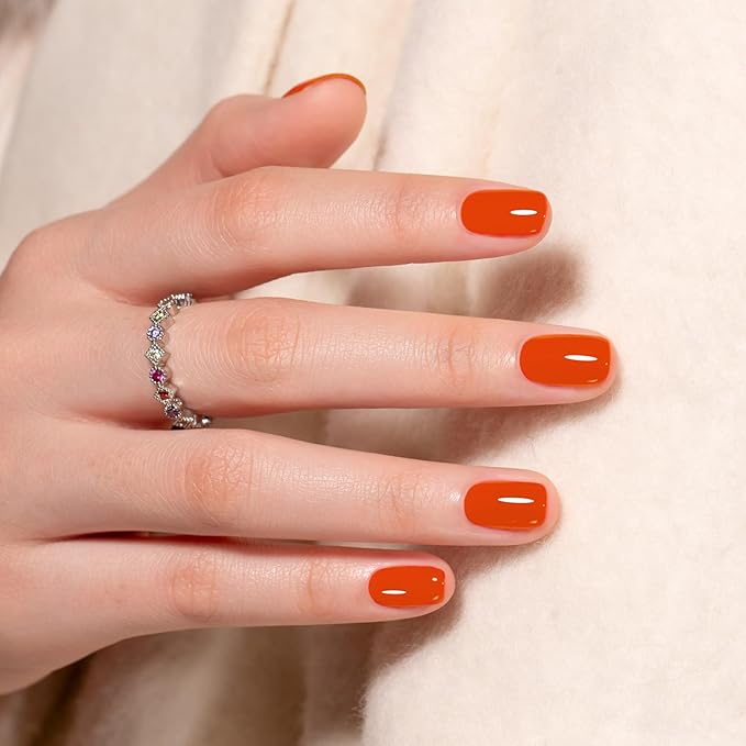 MAYCHAO 15ML Jelly Orange Pumpkin Gel Nail Polish 1Pc Transparent Fall Orange Gel Polish Soak Off UV LED Translucent Nail Polish Nail Art Starter Manicure Salon DIY at Home, 0.5 OZ