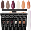 BQAN Poly Nail Gel Kit - 6 Colors Builder Gel for Long-Lasting Nail Extensions | 15ml Each | Salon-Quality DIY & Home Use | Low Odor