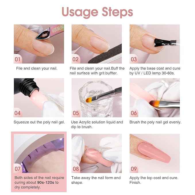 ROSALIND Nude Pink Poly Extension Gel, 2.7oz/80ml Pink Poly Nail Gel High Capacity for Nail Art Decoration, Builder Nail Thickening Extension Easy to DIY Use at Home Need UV Lamp
