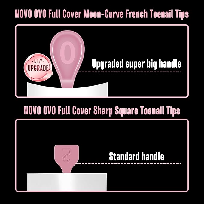 NOVO OVO Halloween Short Toe Nail Tips White French Tip with Moon Curve, BERRY PINK Thick Sharp Square Toenail Extension, Soft Gel False Nail Kit, Need Glue Builder Gel Top Coat x15 Sizes 240 pcs