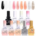 JR 9pcs 15ml Gel Polish Set Black Milky White Nude Jelly Pink Glitter Color Jelly Gel Polish Kit UV LED Soak Off Polish Nail Art Manicure Salon DIY Home
