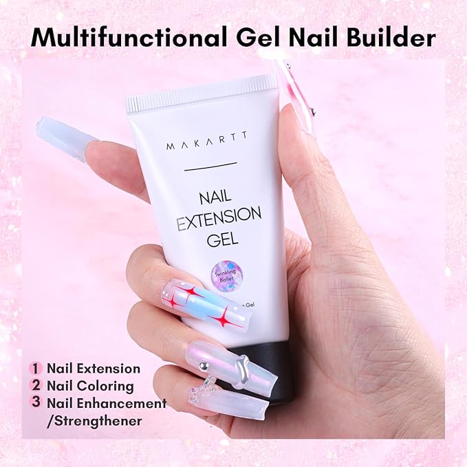 Makartt Poly Nail Gel Hema-Free Milky White 50ML Gel Builder for Natural-Looking Nail Strengthener 3D Diy Hard Gel Manicures Nail Art Home Salon-Wips of White