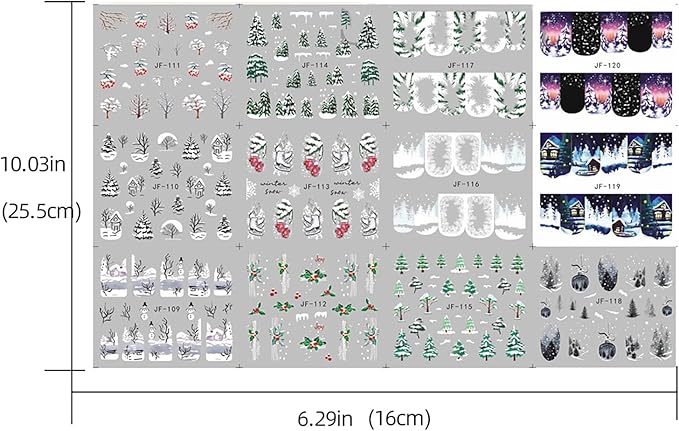 12 Sheets Christmas Nail Stickers Decals for Nail Art Snowflake Christmas Tree Water Transfer Nail Stickers Winter Holiday Nail Art Supplies French Nail Decorations Xmas Nail Art Stickers for Women