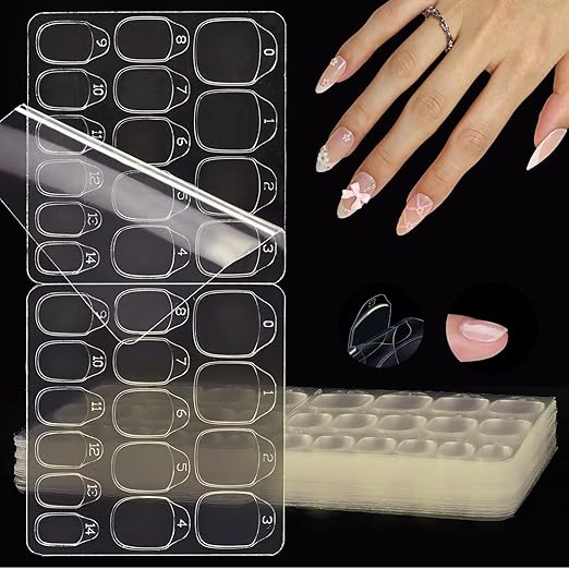 600pcs Zero Damage Press on Nail Adhesive Tabs, 15 Sizes of No Harm Nail Sticky Tabs for Press on, 0.3mm Ultra-Thin Waterproof for Shower, Non Toxic Nail Glue, 20 Sheets(Clear 2)