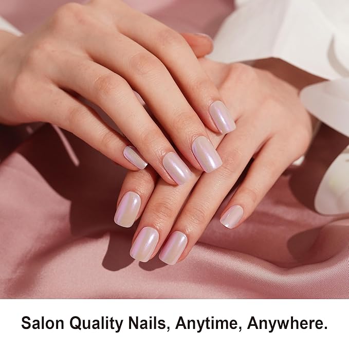 DANNI & TONI Semi Cured Gel Nail Strips Light Purple Chrome Mirror Gel Nail Wraps 28 Stickers | Aurora Glow