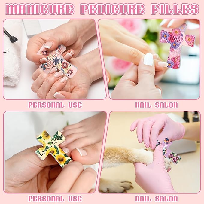 50 Pcs Christian Gifts Bulk for Women Religious Scripture Mini Cross Nail Files Emery Board Double-Sided Nails Boards Bible Verse Group Church Religious Party Favors for Employee Coworkers Supplies