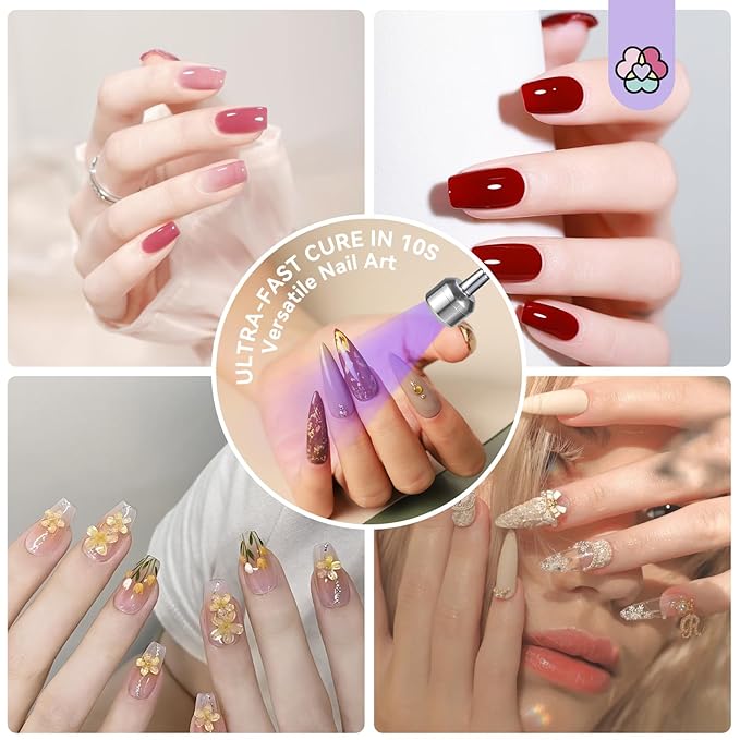 SAVILAND Gooseneck UV Light for Gel Nails: Touch Switch 12W U VNail Lamp 5S Quick Drying LED Flash Cure Lamp Rechargeable Gel Flash Cure Light 3 Timers Setting 360° Adjustable Home Salon Manicure