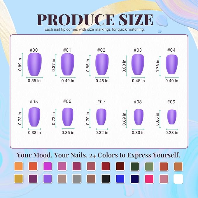 TsMADDTs Matte Press on Nails Coffin, Short Matte Fake Nails Almond 720 pcs with Nail Adhesive Tabs, Files, Stickers, Tweezer, Glue for Nail Art DIY at Home