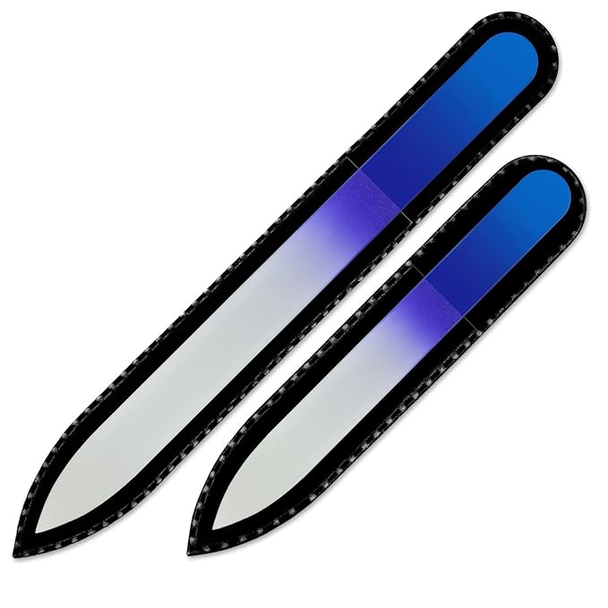 Glass Nail File - Mont Bleu Set of 2 Color Crystal Nail Files - Handmade - Genuine Czech Tempered Glass -Nail Files for Natural Nails