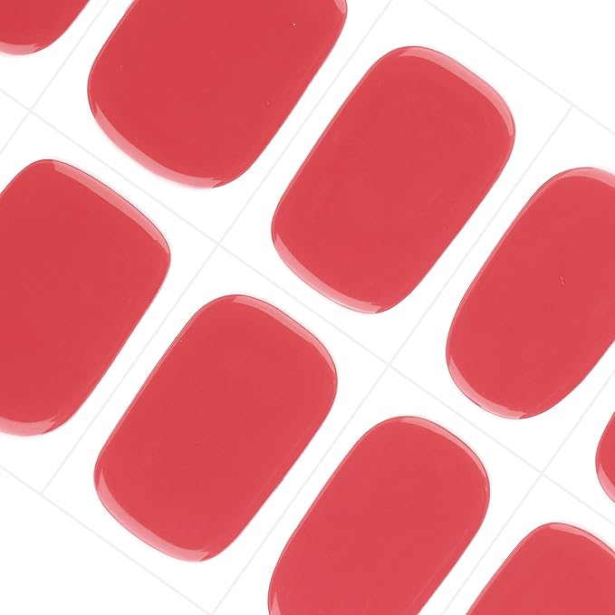DANNI & TONI Semi Cured Gel Nail Strips Mauve (Camellia) Carmine Red Glossy Nail Wraps 28 Stickers