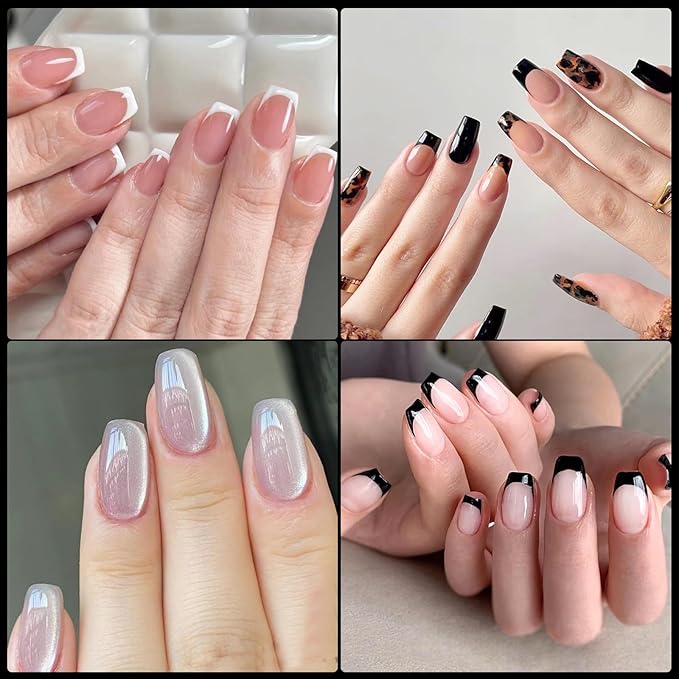 AddFavor 600pcs Short Coffin Nail Tips, Soft Gel Nail Tips x Short Ballerina Clear Fake Nails Full Cover Acrylic Nails Tips for Extension Nail Manicure Salon Home DIY
