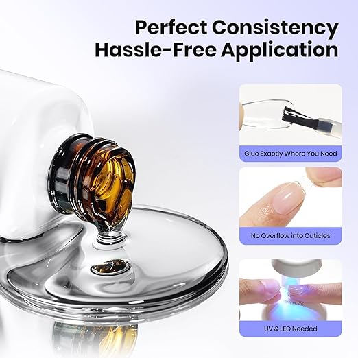 Beetles 2Pcs 20ml Nail Glue Gel, Large Size Set for Clear Press-On Nails & Nail Tips, Self-Leveling Extension Gel, Designed for Frequent Use, DIY & Salon Ready, UV/LED Cured