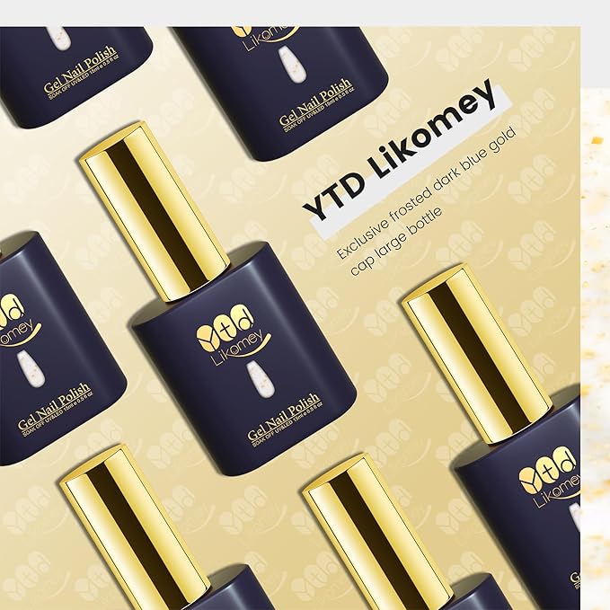 YTD Likomey Nude Gel Nail Polish,15ml Milky White Gold Foil Translucent Neutral Jelly Sheer Gold Flakes Glitter Salon Home DIY Nails Art Manicure UV Nail Gel Varnish,LS10