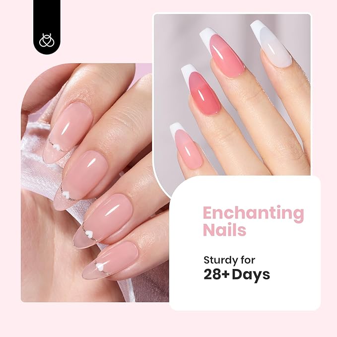 Beetles Rubber Base Builder Nail Gel Set - 6 Colors Nude Pink White Base Gel Polish 5 in 1 for Nail Extension, Repair and Sculpting, Soak Off U V LED Lamp Cure Manicure Art Design Gifts for Women