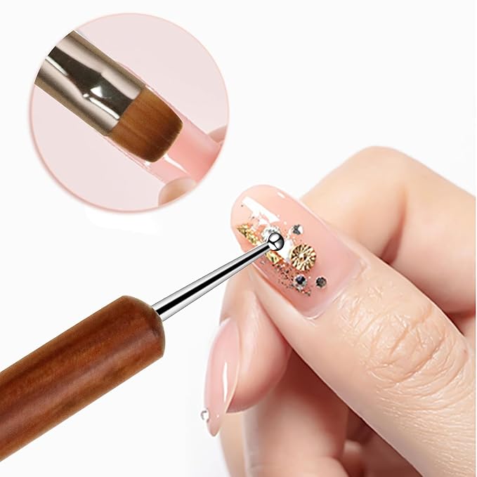 100% Pure Kolinsky Hair French Tip Nail Art Brush Sandalwood Handle Gel Acrylic Nail Dotting Tool for Manicure Clean Up and Dotting Manicure Tool Professional Nail Brush - Size 10, 1.0 Count