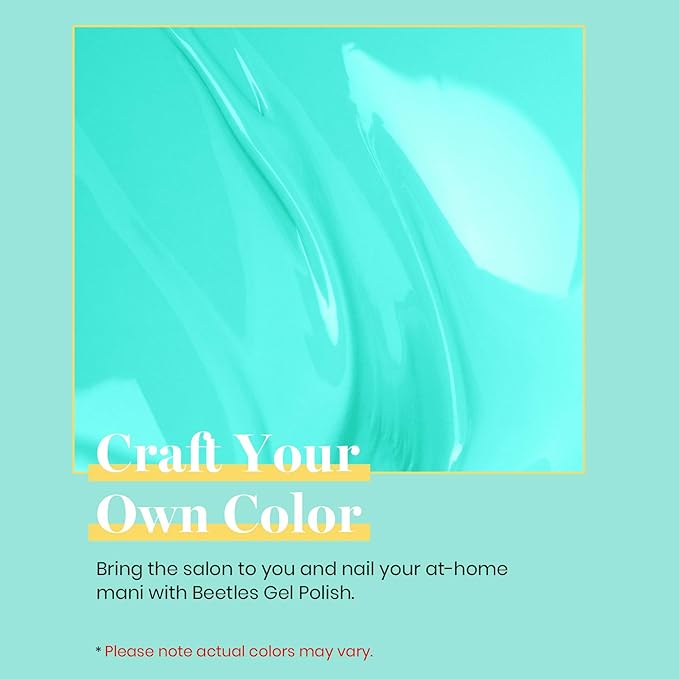 Beetles Teal Gel Nail Polish - Cascade Green 15ML/0.51Fl Oz, Teal Neon Gel Polish, Soak Off UV LED Spring Nails Art Design Manicure Salon DIY Home Neon Nails - Gifts for Women