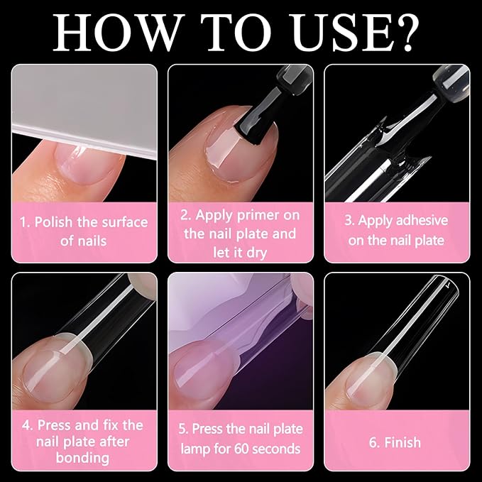 LoveOurHome 240pc Extra Long C Curve Nail Tips Natural Fake Nails, XL C Curve Acrylic Nail Tips Half Cover Curved Square False Nails, Extra Long Artificial Fingernail 12 Size for Nail Extension