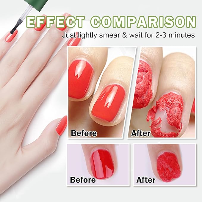 Magic Remover Gel Polish,2PCS Gel Nail Remover,Professional Gel Remover for Nails,Quickly and Easily Removedor de Esmalte Gel (15ML)