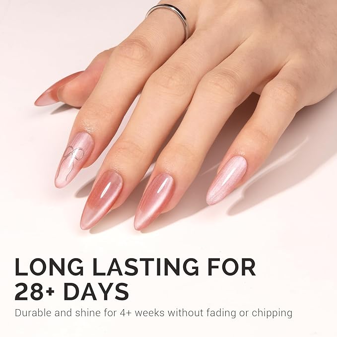 MelodySusie Glass Cat Eye Gel Nail Polish, Blush Pink Glitter Holographic Magnetic Nail Polish with Magnet, 0.5 Fl Oz UV Nail Polish for Nail Art Manicure Salon DIY at Home B5601